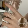 Anillo Minimalista de Corazón Hueco para Mujer, Líneas Geométricas, Estilo Minimalista Curvado, Anillo Abierto, Anillo para Dedo Índice de Celebridad de Internet de Nicho, Moderno