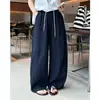 Pantalones Casuales de Pierna Ancha Estilo Old Money para Mujer, Verano 2026, Cintura Elástica Fina con Cordón, Cubre Cadera, Adelgazantes, Ajuste Relajado, Pantalones Casuales