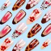 Manicure Blush Estampa Leopardo Diamante, Unhas Blush Flor de Cinco Pétalas Clareadoras Simples, Unhas Usáveis em Formato de Gota Best-Seller Europeu e Americano