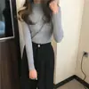 Suéter de cuello medio alto para mujer Camisa base interior Otoño e Invierno 2024 Estilo coreano Combinación perfecta Ajustado Manga larga Suéter Top para mujer
