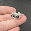 S925 plata lisa retro azul gafas búho joyería anillo al por mayor transfronterizo hombres y mujeres Diseño anillo de búho