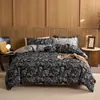 Conjunto de Cama Jacquard Borboleta Tingido em Fio Classe A Retrô Conjunto de Quatro Peças Capa de Colcha de Algodão Puro Lençóis e Lençóis de Elástico Conjunto de Cama de Três Peças