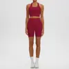 Nuevo Conjunto de Yoga Sensation de Piel Espalda Cruzada Shorts de Fitness de Cintura Alta Set Deportivo Fitness Running para Mujer