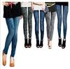 Leggings Femininos para Usar por Cima Verão e Primavera Estilo Coreano Novo Elástico Imitação de Jeans Moda Estampada Comprimento no Tornozelo Calças Finas