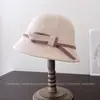 Sombrero de Pescador Retro de Lana de Color Contrastante para Mujer Otoño Invierno Elegante Versátil Sombrero de Cubo Temperamento Moderno Gorro de Punto