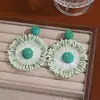 Pendientes de Girasol de Rafia Bohemia para Mujer, Flores Grandes Exageradas, Atmósfera de Verano, Pendientes Estilo Vacaciones en la Costa