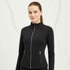 Nova Jaqueta Fitness Yoga Gola Alta Define Zíper Dourado Slim Fit Stretch Casual Top para Mulheres
