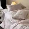 Juego de ropa de cama de algodón de fibra larga 100s, juego de cuatro piezas de algodón puro, sábana bajera y funda nórdica 100% algodón, juego de tres piezas de lujo ligero de alta gama con sábana bajera bordada