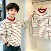 Camiseta base de rayas para niño, de algodón puro, manga larga, estilo nuevo para primavera y otoño