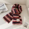 Cachecol Tricotado Listrado Colorido para Mulheres, Estilo Coreano Outono e Inverno, High-End, Estiloso, Versátil, Espessado, Aquecedor de Pescoço Quente para Estudantes