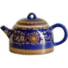 Colección de Juego de Té Kung Fu Cerámico para el Hogar con Patrón Azul y Dorado de las Dinastías Tang y Song: Tetera, Taza de Maestro, Gaiwan, Taza de Té, Taza de Cata