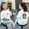 Camiseta de manga larga a rayas de patchwork 100% algodón puro, colección primavera/otoño 2026, top elegante y versátil para bebés y niñas, camiseta básica para niños