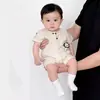Roupas de Bebê Verão Novo Estilo Macacão para Bebê Menino Manga Curta Leãozinho Desenho Animado Fofo Respirável Macacão Fino