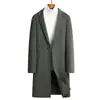 Abrigo de Lana para Hombre para Otoño e Invierno, Doble Cara, 100% Lana, Longitud Media, Cuello de Solapa, Casual de Negocios, Versátil, Color Sólido
