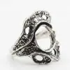 Base de Anillo Redonda Estilo Vintage Transfronteriza, Color Plata Tailandesa de Imitación, Ennegrecida, Base de Anillo Vacía Estilo Dark Punk para Cosplay