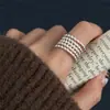 Anillo retorcido multicapa para mujer, borde ancho geométrico, asimétrico, anillo abierto versátil para apilar, anillo de dedo índice de nicho estilo Ins