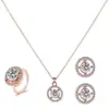 Conjunto de Joias para Mulheres, Conjunto Moderno de Três Peças, Colar, Brincos e Anel Criativos de Alto Padrão Personalizados com Pedras de Strass