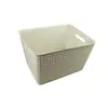 Cesta de Armazenamento de Miudezas Trançada em Rattan Sintético Cesta de Armazenamento de Roupas Caixa de Armazenamento de Produtos de Skincare Caixa de Armazenamento Plástica Grande Caixa Organizadora