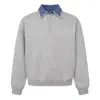 Sudadera de hombre ARES con estampado de alta inteligencia, media cremallera, estilo de dos piezas falsas, cuello camisero, manga larga, corte limpio, casual, otoño