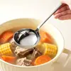 Colher de Sopa Fundo Plano Estilo Coreano Aço Inoxidável 316 Cabo Estendido Espessado Skimmer de Sopa para Panela Quente de Restaurante Colher de Servir Sopa/Mingau Doméstica