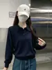 Suéter de punto suave con cuello tipo polo abotonado estilo coreano para mujer, primavera y otoño, camisa base casual holgada de manga larga, top elegante