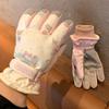 Luvas de esqui femininas para o inverno, design original, algodão grosso e veludo, repelentes à água, ideais para ciclismo ao ar livre, quentes, antiderrapantes, à prova de vento e compatíveis com tela sensível ao toque.