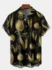 Sitio Web Independiente Europeo y Americano Transfronterizo Camisa Casual de Moda de Manga Corta con Cuello Campana para Hombre Nueva de Verano con Estampado de Violín
