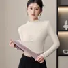 Camiseta base de otoño e invierno para mujer con forro polar, polar suave y de doble cara cálido, cuello medio alto, hecha a medida