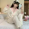 Pijama para Mujer Más Vendido 2026 Nuevo Primavera, Otoño e Invierno Algodón Nube Manga Larga Delgado Dibujos Animados Lindo Conjunto de Ropa de Casa