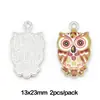 Joyería hecha a mano DIY accesorios de boutique aleación aceite búho pequeño colgante aretes aretes alfiler para oreja material para colgante