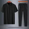 Traje Nuevo 2022 Ropa Juvenil para Hombre Camisa de Solapa de Manga Media para Hombre Traje Casual de Color Sólido