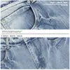 Calça Jeans com Estampa de Bambu Lavada para Homens e Mulheres, Adequada para Todas as Estações, Marca Nova e Moderna, Estilo Calça Longa Wide-Leg Azul Solta