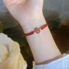 Pulsera de Plata 925 con Cristal de Fresa Natural Pulsera para Parejas Cuerda Roja Cuerda Tejida para Hombre y Mujer Joyería de Moda Versátil
