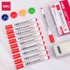 Deli 6817 Marcador para Pizarra Blanca Negro Base Agua Borrable Agua Punta Grande Rojo y Azul Marcador para Pizarra Herramienta de Escritura para Maestros