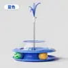 Juguete Original Nuevo para Gatos, Plato Giratorio Educativo para Gatos, Auto-Placer y Alivio del Aburrimiento, Bola Dispensadora con Pluma de Resorte Juguete para Mascotas