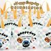 Bolsa de Lienzo para Souvenir de Cumpleaños Infantil Bolsa de Lienzo de Monstruo con Bola de Pelo de Elfo de Dibujos Animados Bolso de Mano con Patrón Divertido de Dibujos Animados