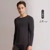 Novedad Otoño e Invierno Ropa Interior Térmica de Cachemira y Seda para Hombre Set de Ropa de Otoño Ligera Cálida Cepillada y Pantalones Largos Capa Base para Hombre