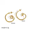 Pendientes de acero inoxidable con espiral geométrica transfronteriza, simples y únicos, pernos de acero de titanio chapados en oro de 18 quilates, pendientes que no se decoloran