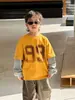 Roupas Infantis Zhilili Camiseta 100% Algodão para Meninos 2026 Primavera Novo Estilo Manga Longa Casual Infantil para Crianças Maiores Roupas de Primavera e Outono