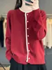 Cárdigan de Punto con Encaje de Color Contrastante Otoño Invierno Nuevo Estilo para Mujer Moda Chic Francesa Capa Base Suéter Delgado Abrigo