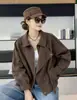 Chaqueta de mezclilla retro holgada estilo coreano para mujer, nueva colección otoño 2026, entallada a la cintura, cuello de solapa, top de trabajo moderno y adelgazante