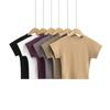 Camiseta de manga corta con hombros descubiertos para mujer, estilo chic, ajustada, con mangas raglán, estilo ombligo, novedad de verano de 2023