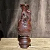 Adornos de Jarrón Tallado de Dragón y Fénix de Ébano Nueva Chinoiserie Hogar Sala de Estar Madera Maciza Regalo de Inauguración de Casa Decoración para el Hogar Artesanía