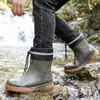 Botas de Lluvia Impermeables para Exteriores de Caña Corta para Hombre, Antideslizantes, de Moda, con Cordón, Botas de Lluvia para Estudiantes, Suaves, Resistentes al Desgaste, Waders para Acampar y Pescar