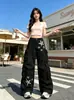 Pantalones Cargo de Bolsillo Bordado con Parche de Estrella Estampado de Leopardo para Hombre, Nuevos Pantalones Largos Casuales Rectos Sueltos de Hip-Hop de Calle de Verano para Mujer
