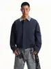 Chaqueta Corta de Patchwork a Cuadros Azul Marino Diseño para Hombre Uniforme de Béisbol Corte Limpio Falso Dos Piezas Chaqueta de Piloto