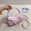 Bolsa Transversal de Ombro Único Estilo Coreano Plissada Feminina 2026 Outono Inicial Nova Textura Ins Bolsa Quadrada Pequena Estilosa