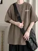 Americano manga curta homens verão design sentido nicho moda all-match camiseta pesada estilo hong kong cor sólida roupas de marca de moda masculina