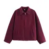 Jaqueta Feminina de Outono e Inverno com Gola Lapela, Manga Longa e Zíper, Importação Transfronteiriça com Estoque, Moda Europeia e Americana de Comércio Exterior, Jaqueta Feminina Casual Solta