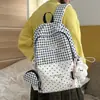 Mochila para Chicas de Secundaria Estilo Coreano Estilo Ins Bolso de Hombro para Chicas de Preparatoria Estudiante para Clase Viajes Mochila a Cuadros de Puntos